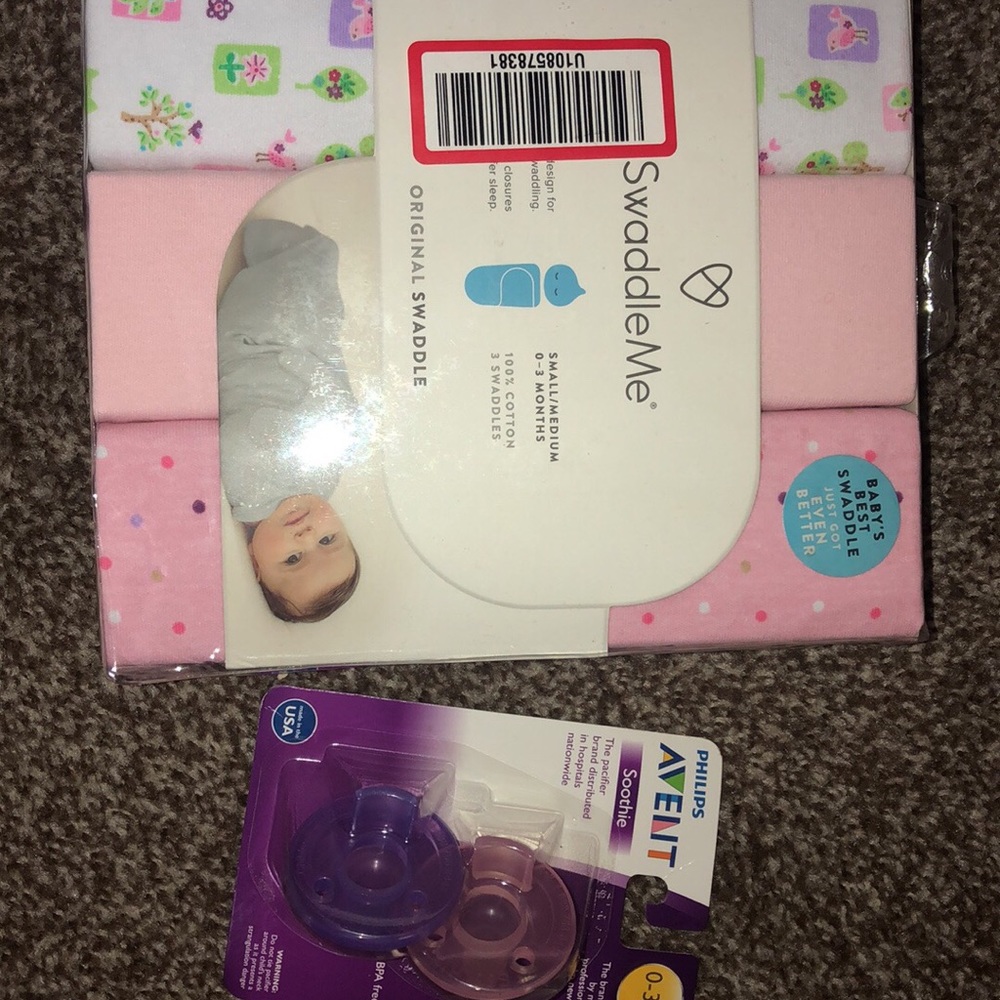 swaddles and pacifiers